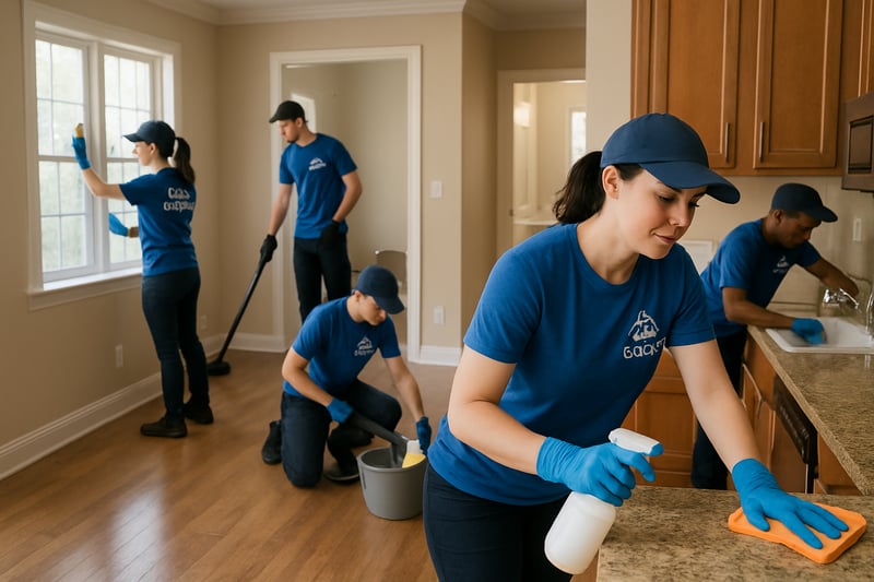 2Clean Escapes team performing a detailed cleaning in a vacant home.